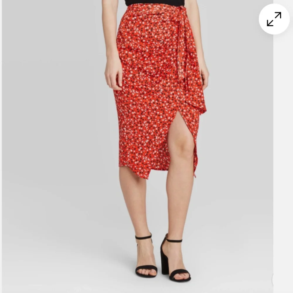 Who What Wear Floral Faux Tie Asymmetrical Midi Skirt – Women’s 4